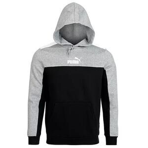 PUMA ESS+ Block Hoodie Black Gray Colorblock Pullover Streetwear Sporty NEW~NWT!